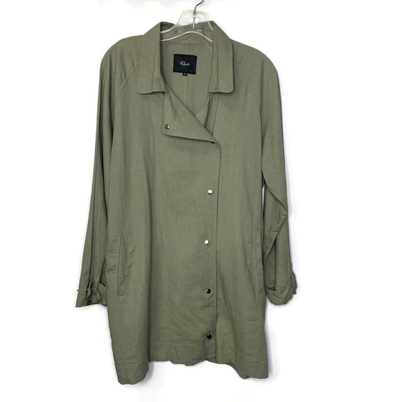 Rails Women’s Snap Front “Nadia” Sage Green Long Jacket Trench Size M Mint! - Picture 2 of 9
